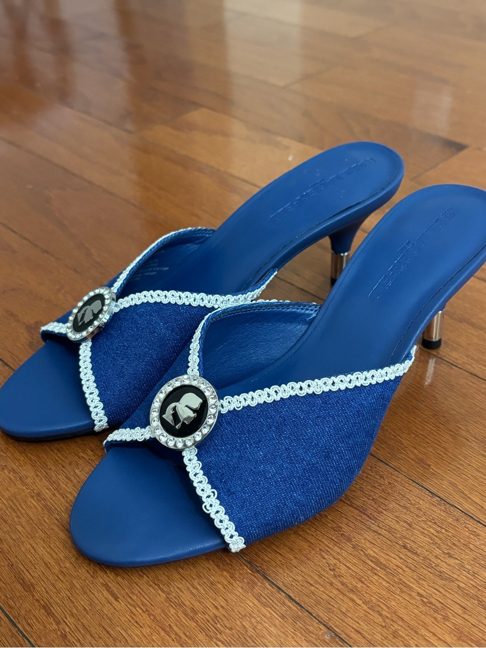 Karl Lagerfeld Blue Open Toe Kitten Heels Women’s Size 7.5